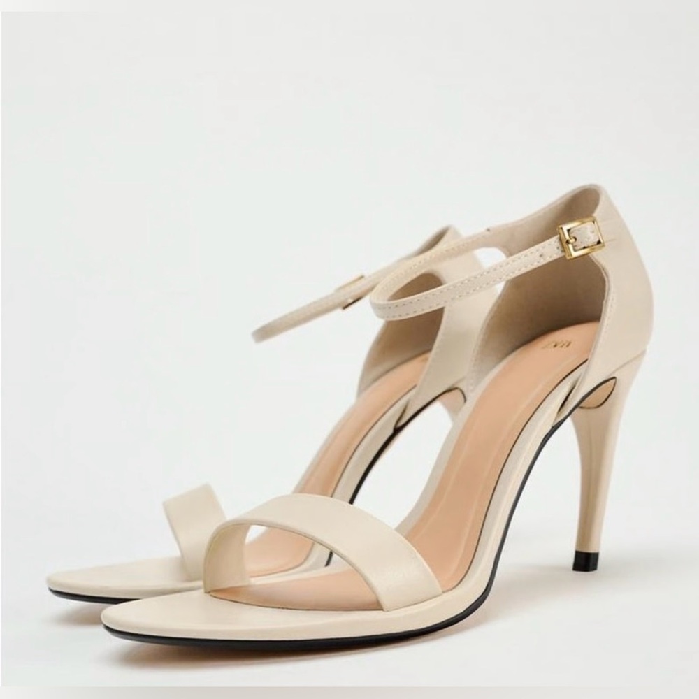 Zara Cream Ankle Strap Heels